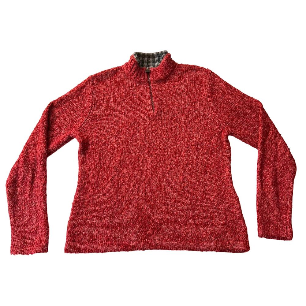 Woolrich Quarter Zip Mock Neck Cozy Soft Pullover Textured Fabric Sweater Size M